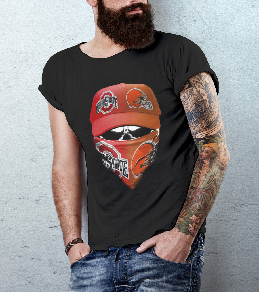 Ohio State Buckeye Browns Fan Gear Hat And Bandana Combo T-Shirt