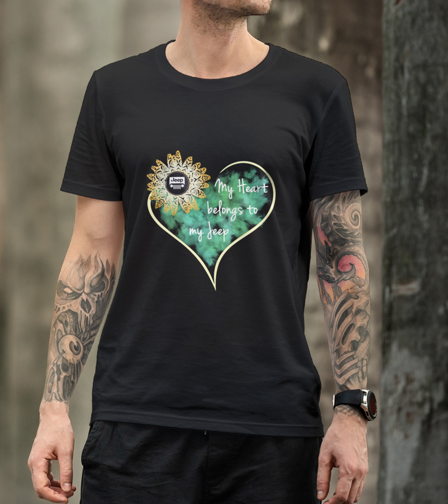 My Heart Belongs To My Jeep Sunflower T-Shirt