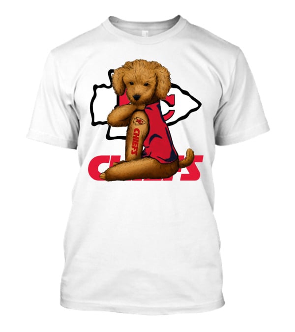 Poodle Chiefs KC Chiefs Logo Dog In Red Jersey T-Shirt