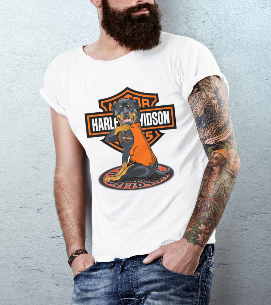 Harley Davidson Motorcycles Rottweiler T-Shirt