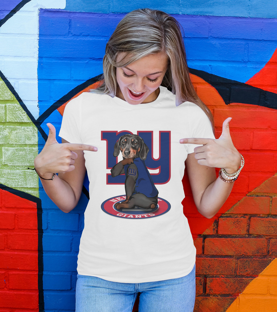 New York Giants Dachshunds NFL Team T-Shirt