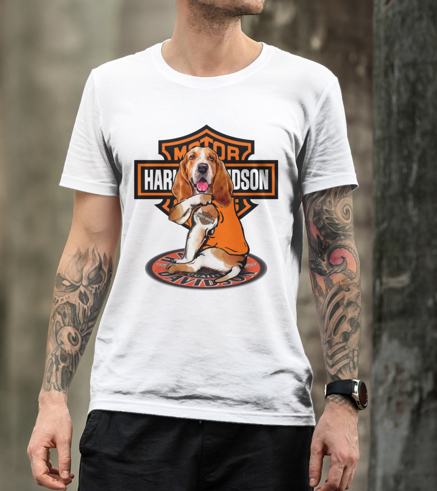 Harley Davidson Basset Hound Motor T-Shirt