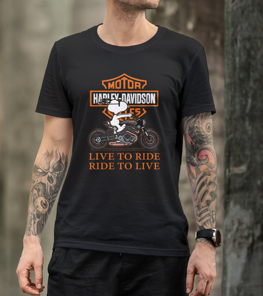 Harley Davidson Motor Cycles Snoopy Live To Ride Ride To Live T-Shirt