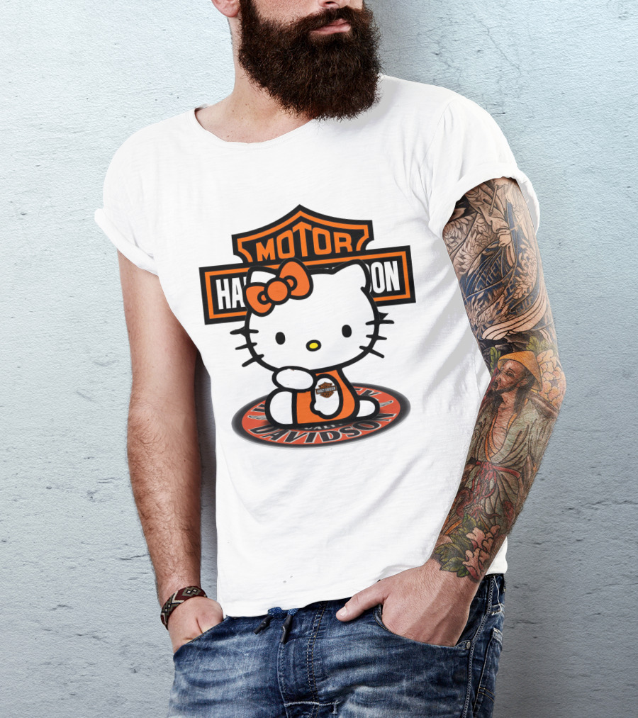 Harley Davidson Hello Kitty Motorcycles Logo Collaboration T-Shirt