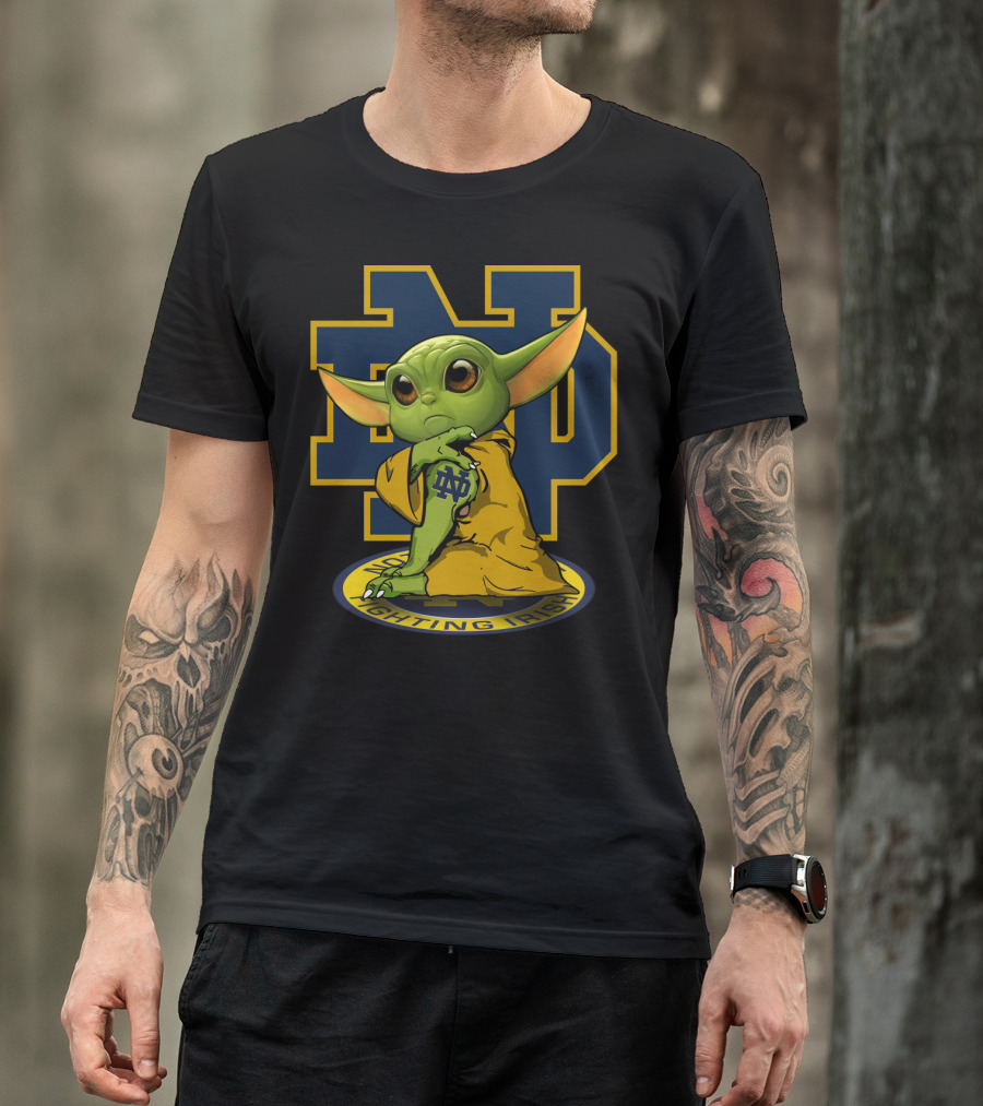 Notre Dame Fighting Irish Yoda ND Logo Football Fan T-Shirt