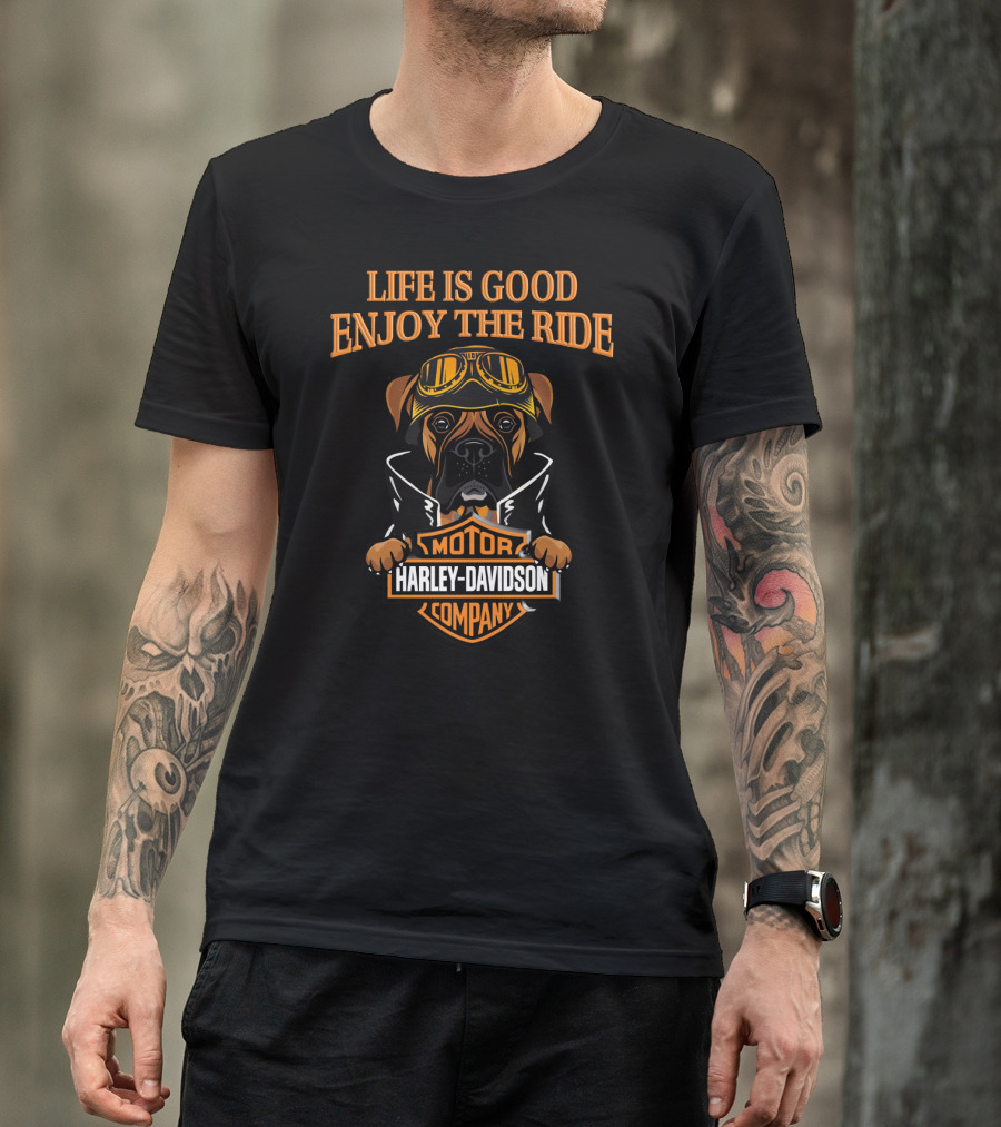 Life Is Good Enjoy The Ride Harley Davidson Boxer Motor Company T-Shirt