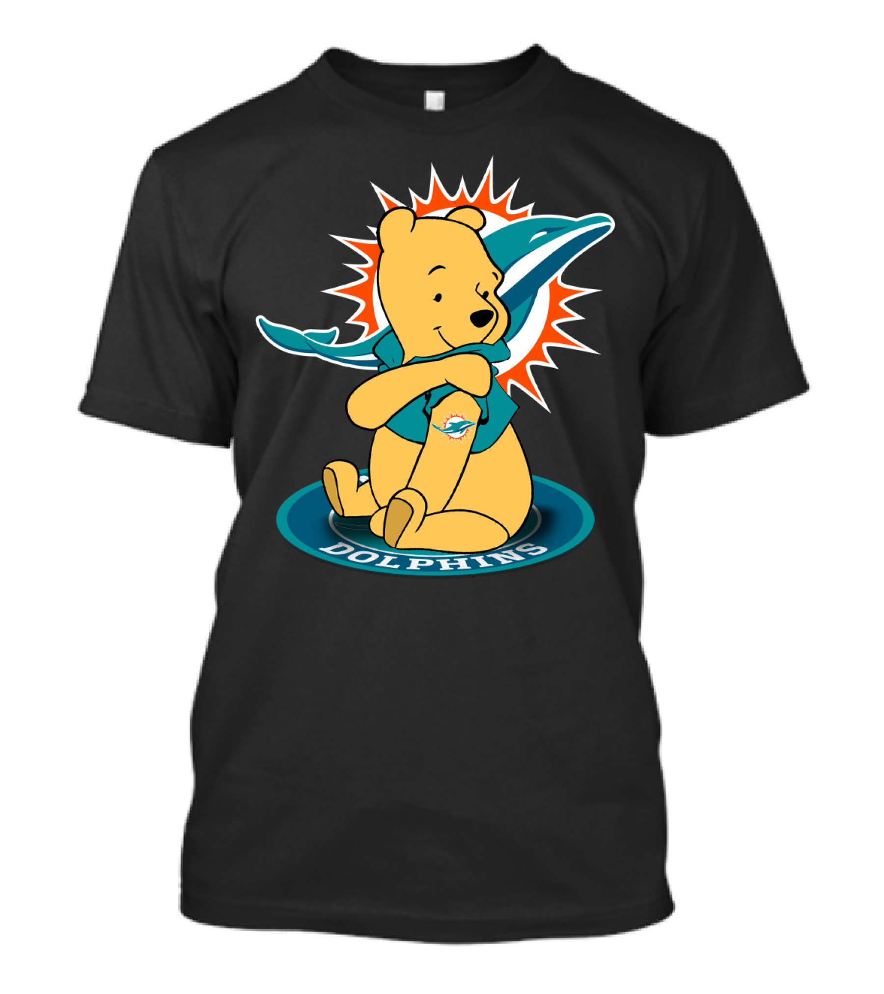 Pooh Dolphins Miami Football Fan Crossover T-Shirt
