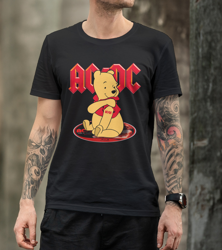 Acdc Pooh Bear Red Logo Crossover T-Shirt