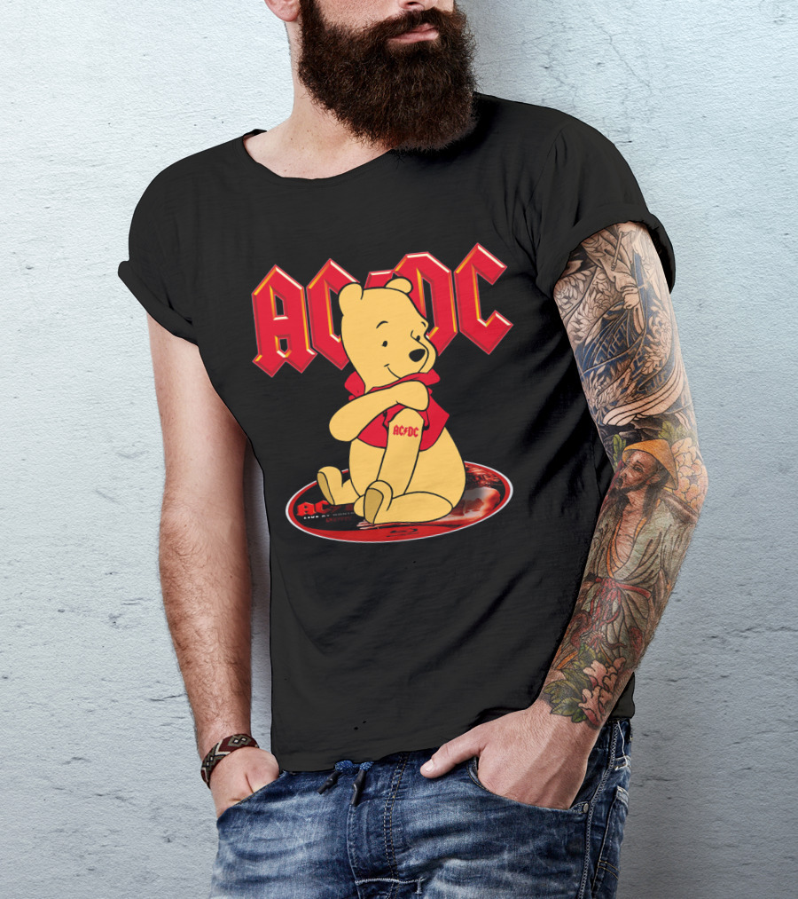 Acdc Pooh Bear Red Logo Crossover T-Shirt