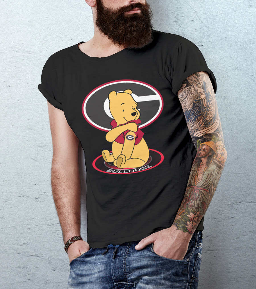 Winnie Pooh Georgia Bulldogs Fan With Logo And Jacket T-Shirt