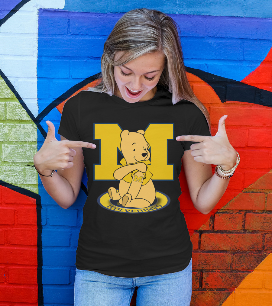 Pooh Bear Michigan Wolverines M Logo T-Shirt