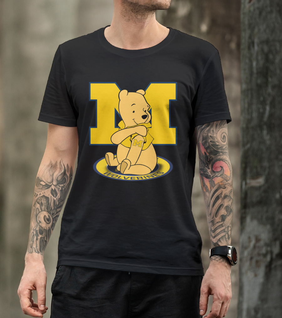 Pooh Bear Michigan Wolverines M Logo T-Shirt