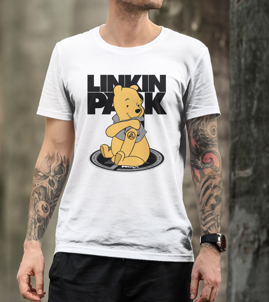 Linkin Park Pooh Bear Cuddling With Iconic T-Shirt