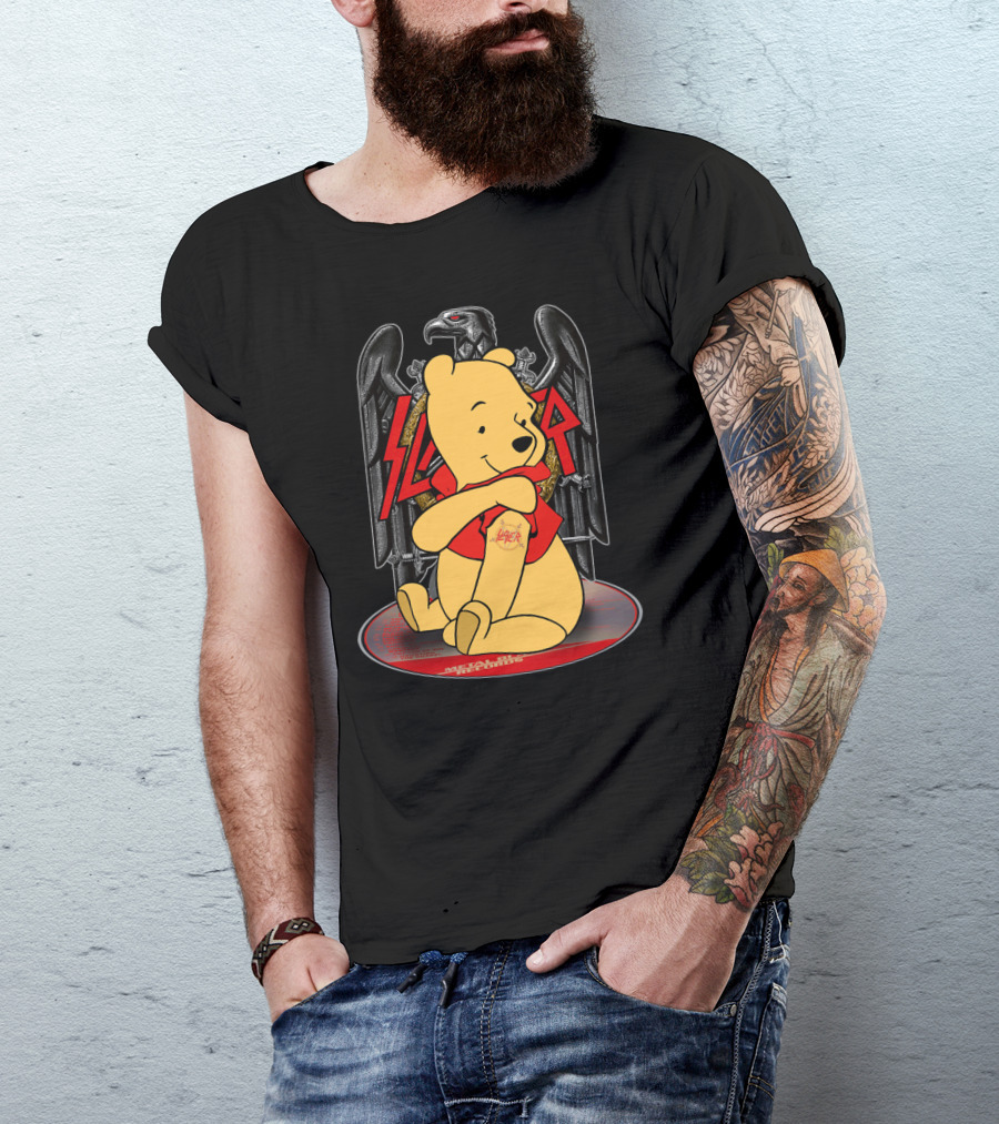 Pooh Slayer Winnie With Metal Eagle Emblem T-Shirt