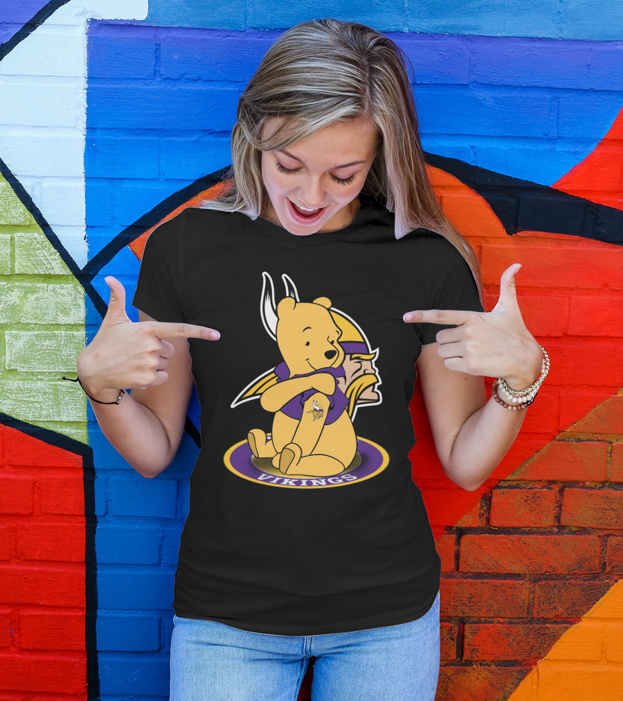 Vikings Pooh Bear Crossover Minnesota Football Fan T-Shirt