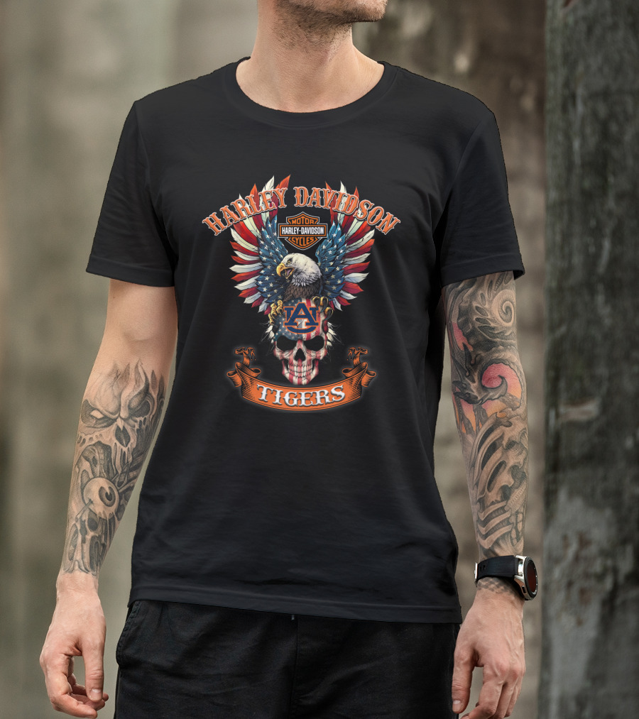 Harley Davidson Motor Cycles Eagle Auburn Tigers T-Shirt