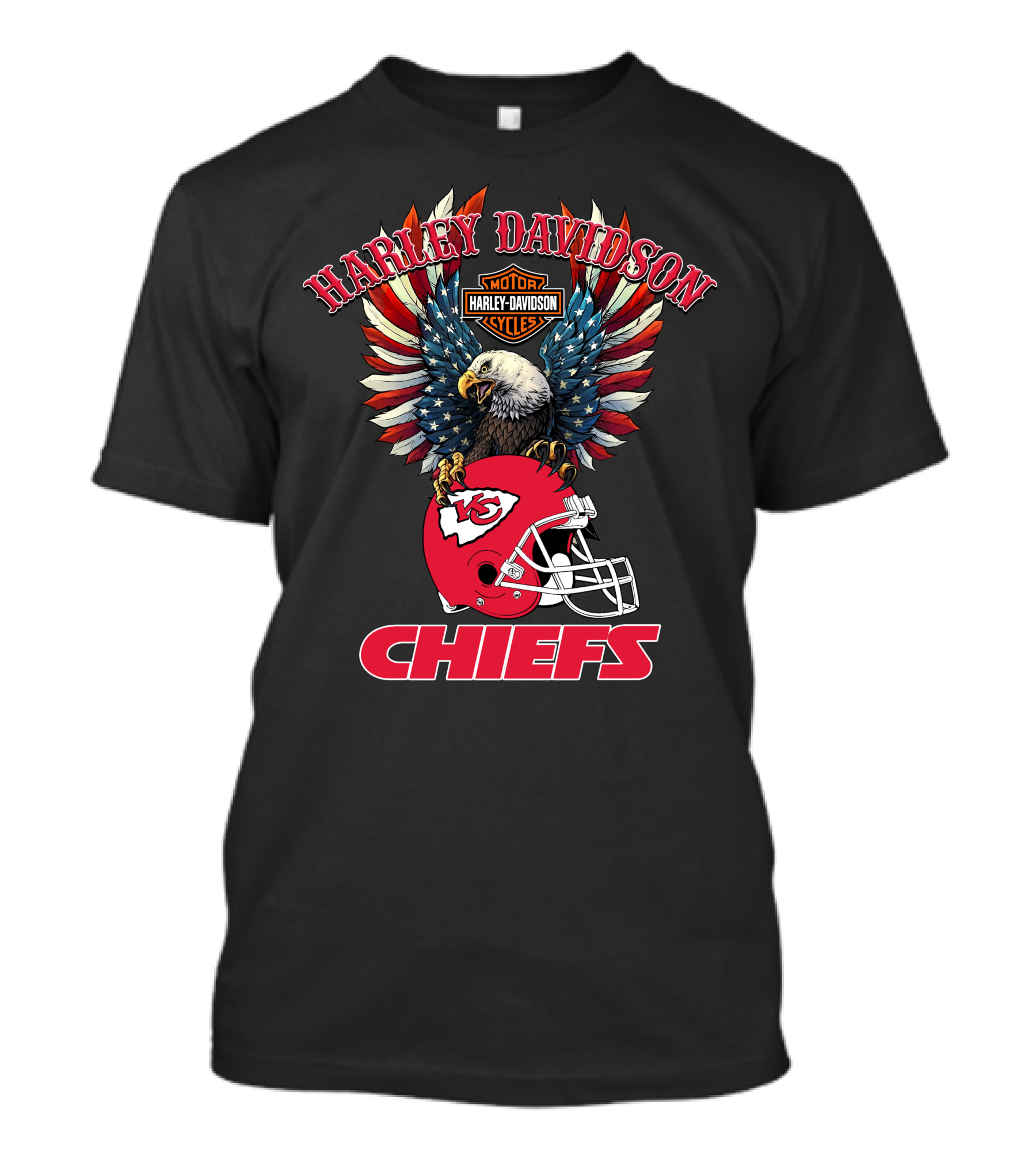 Harley Davidson Motor Cycles Chiefs Nfl Eagle Kansas City Helmet Flag T-Shirt