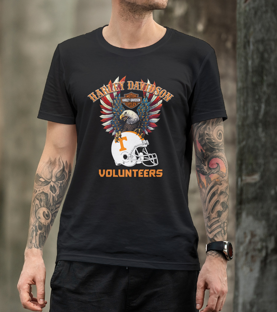 Harley Davidson Motor Cycles Volunteers Bald Eagle Helmet T-Shirt