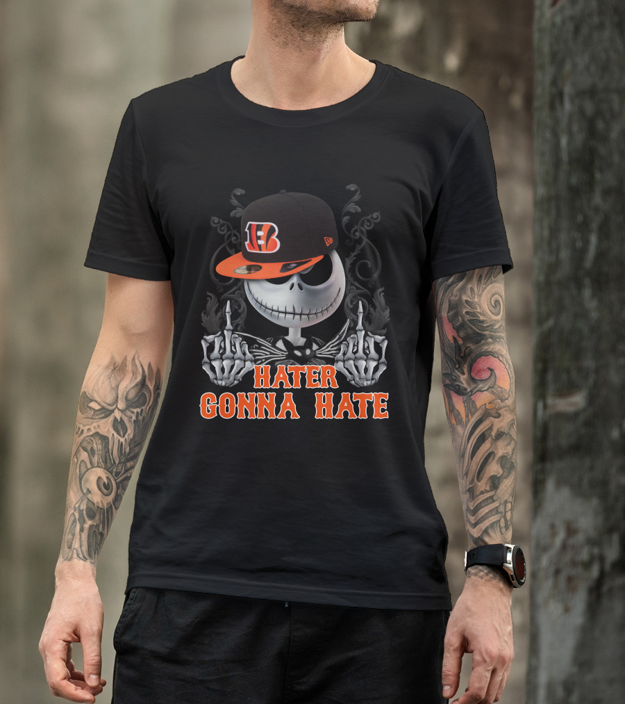 Cincinnati Bengals Hater Gonna Hate Skeleton With Hat T-Shirt