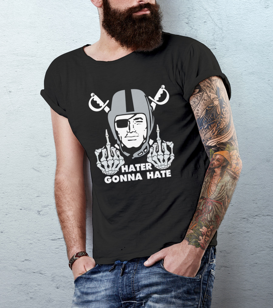 Hater Gonna Hate Raiders Parody Skeleton Hands Helmet T-Shirt