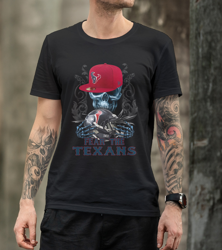 Fear The Texans Ds002-13 Houston Texans Skull With Caps And Helmet T-Shirt