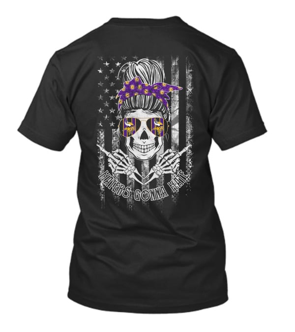 Haters Gonna Hate Minnesota Vikings Skull With Bandana And Sunglasses American Flag T-Shirt