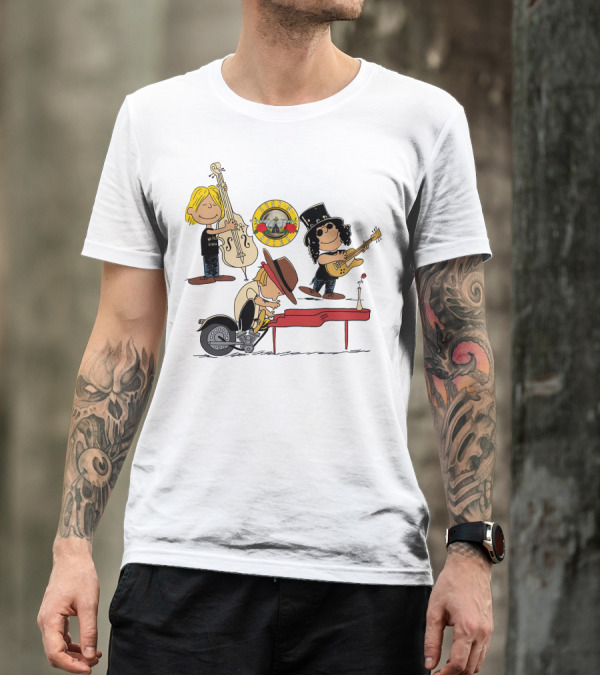 Guns N' Roses We're F'N' Back Cartoon Style With Famous Rock Band T-Shirt