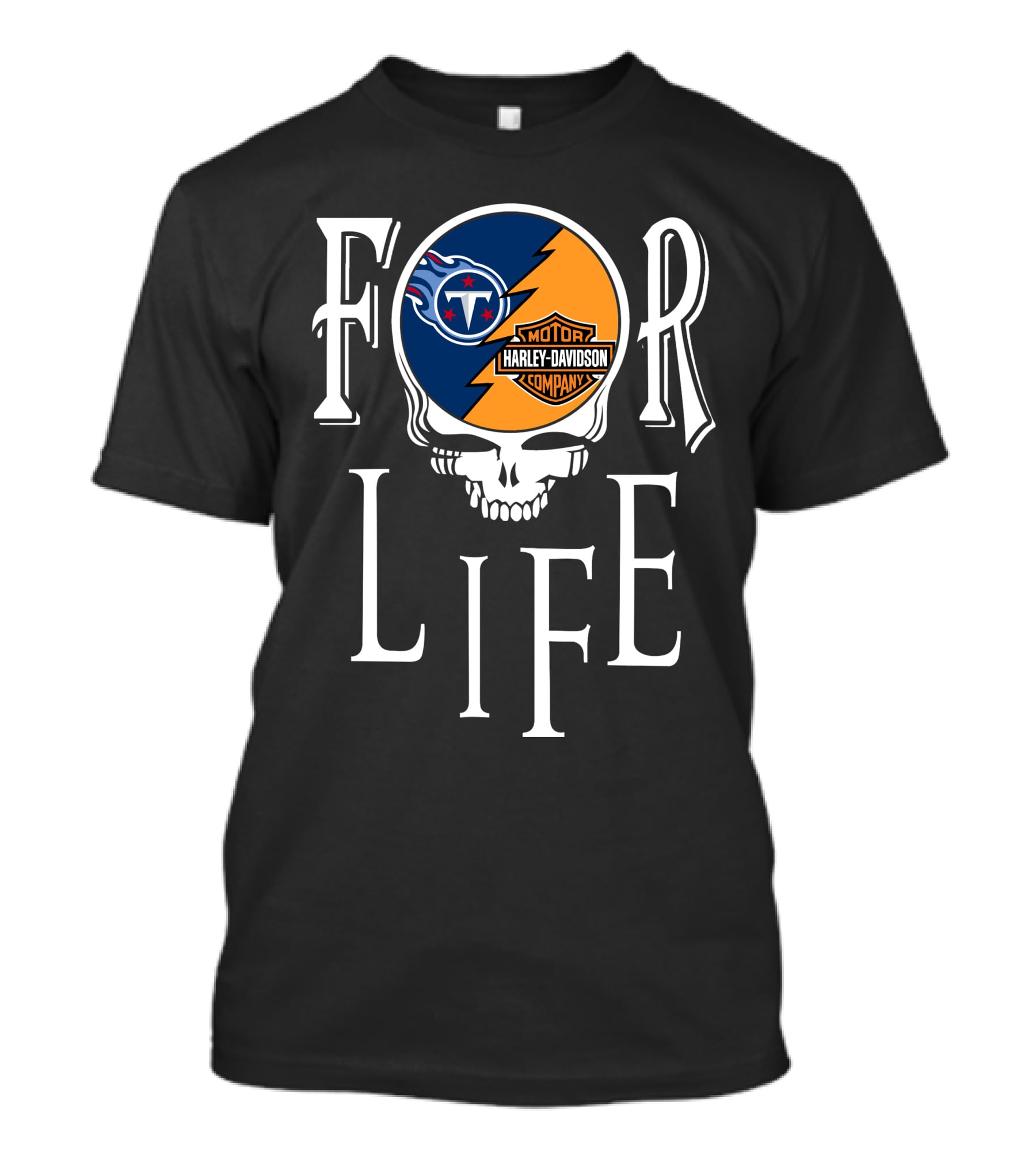 Tennessee Titans Harley Davidson Nfl For Life Skull T-Shirt