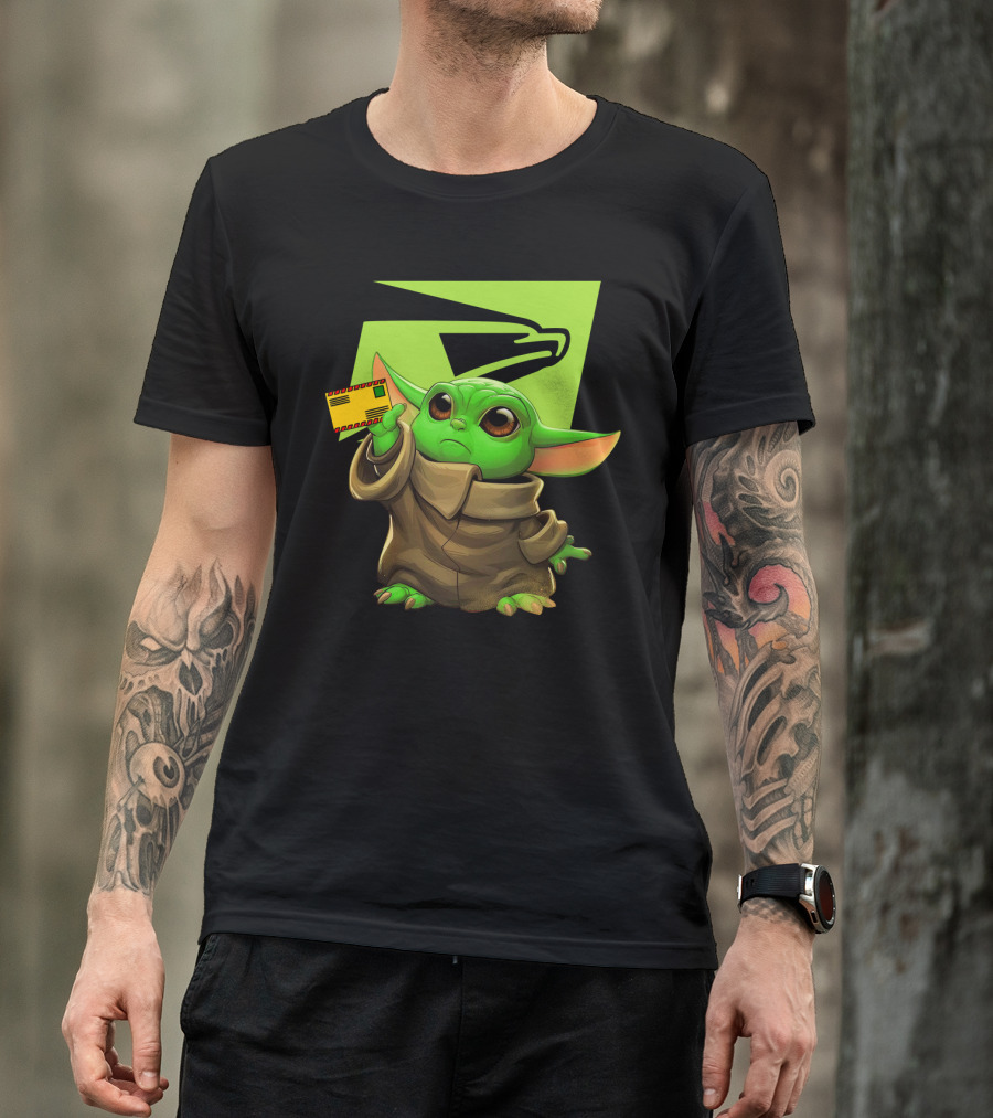 Postal Master Cute Green Character Delivering Mail T-Shirt