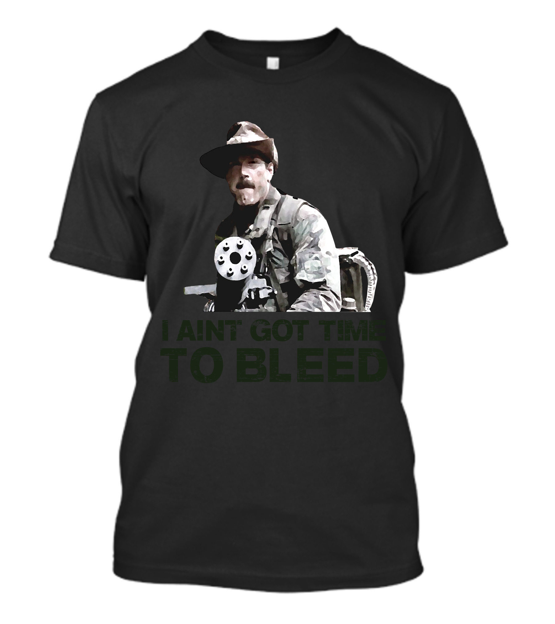 Predator I Ain't Got Time To Bleed Soldier With Gatling Gun T-Shirt