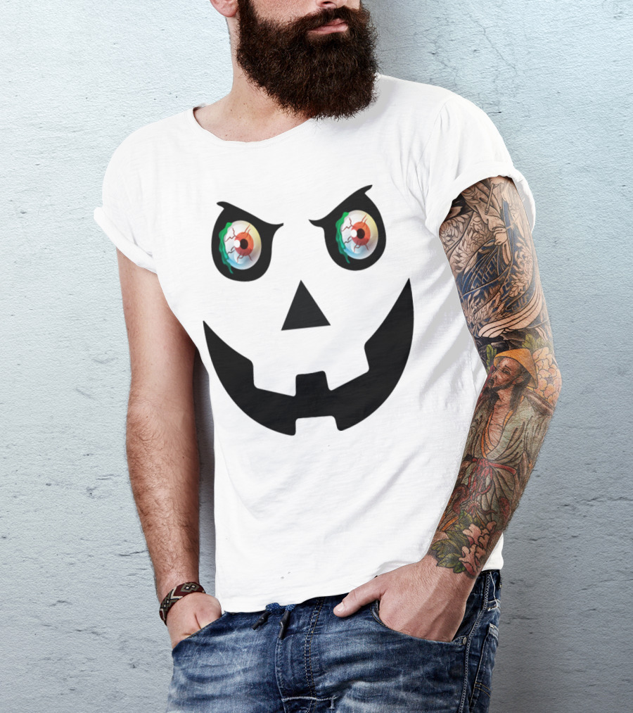 Halloween Scary Pumpkin With Spooky Eyes T-Shirt