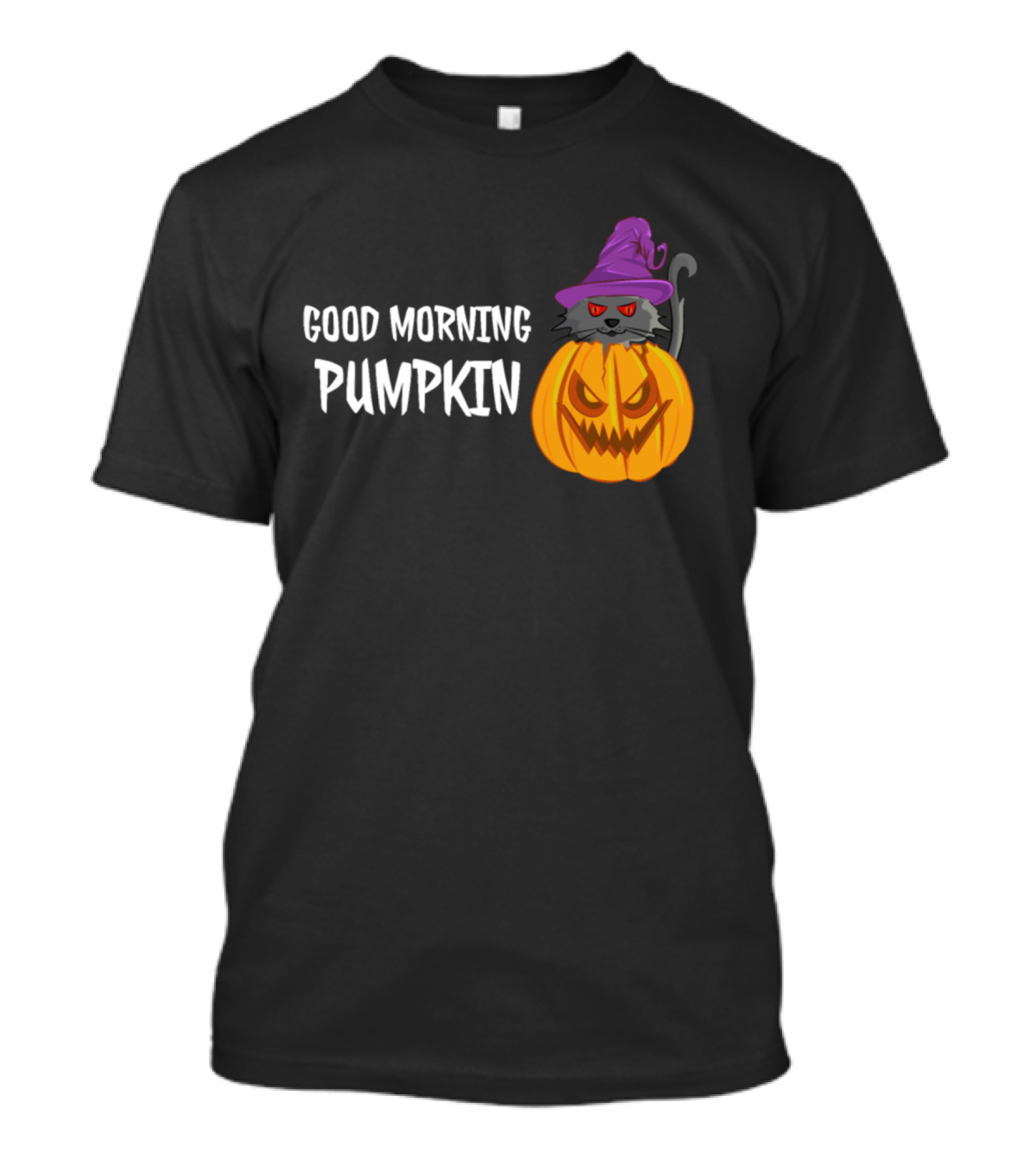 GOOD MORNING PUMPKIN HALLOWEEN CAT AND JACK-O'-LANTERN T-Shirt