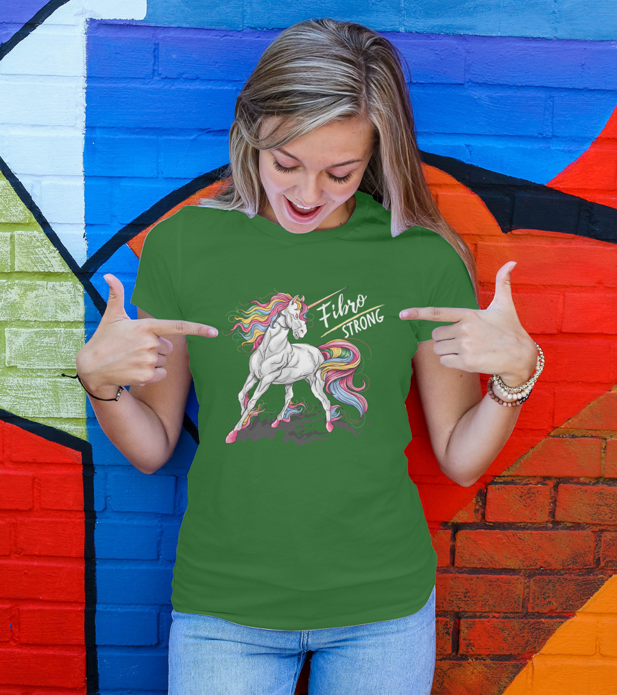 Fibro Unicorn Strong Rainbow Mane T-Shirt