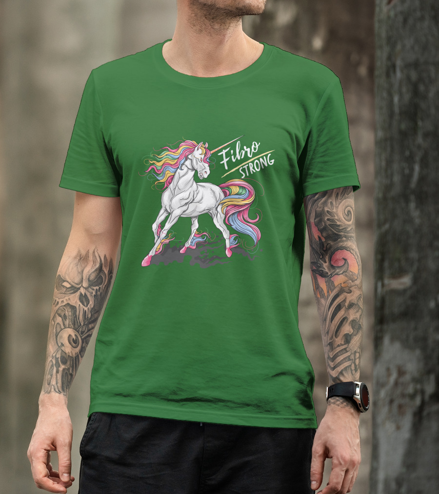Fibro Unicorn Strong Rainbow Mane T-Shirt