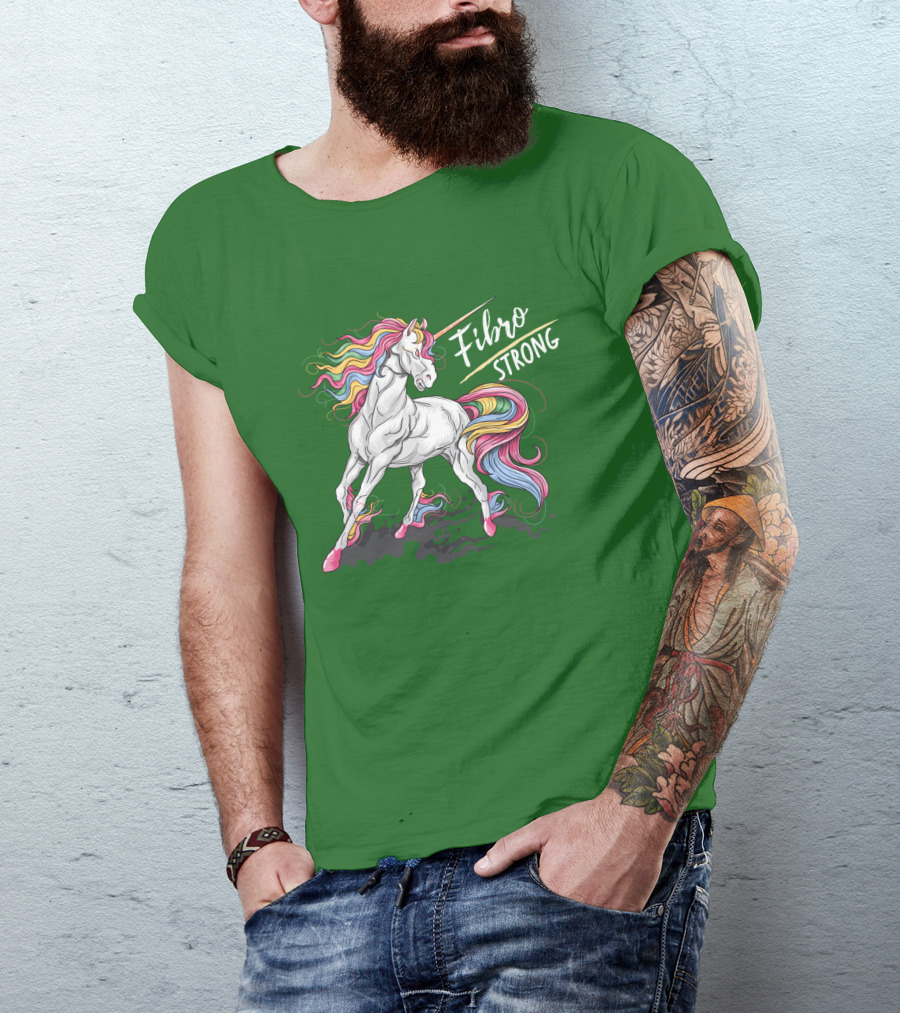Fibro Unicorn Strong Rainbow Mane T-Shirt