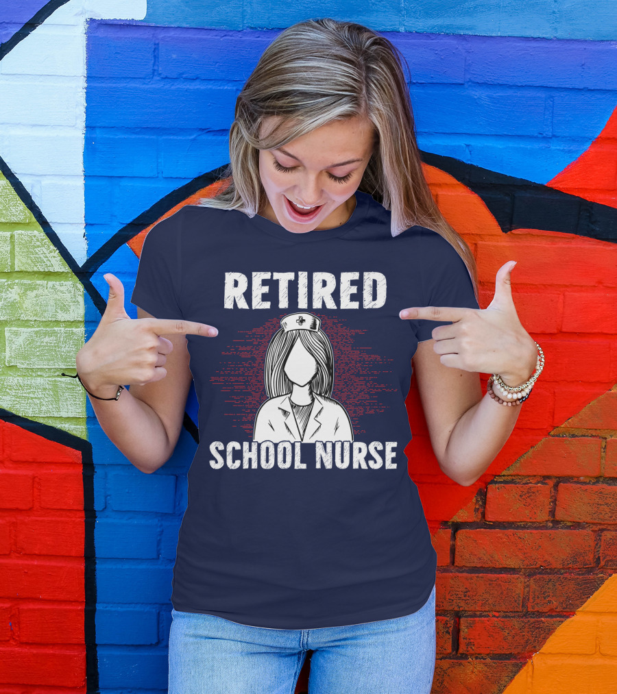 Retired School Nurse Vintage Nurse Figure With Hat T-Shirt