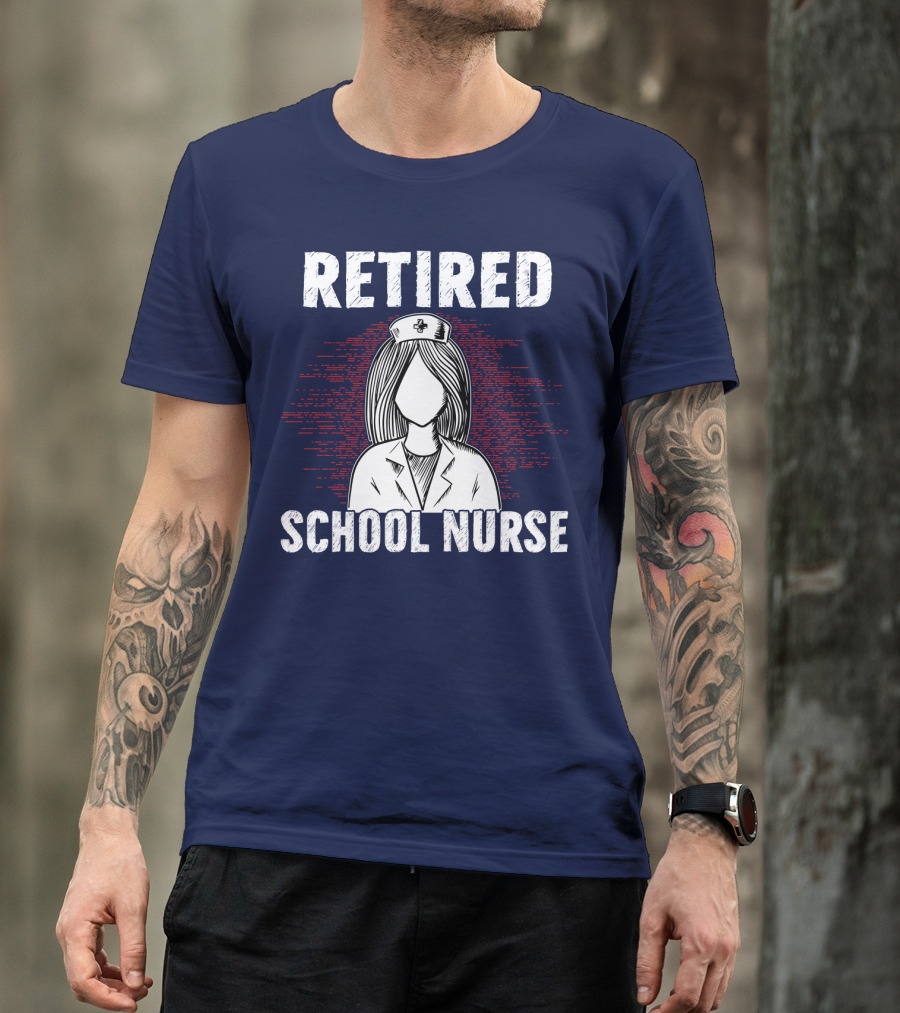 Retired School Nurse Vintage Nurse Figure With Hat T-Shirt