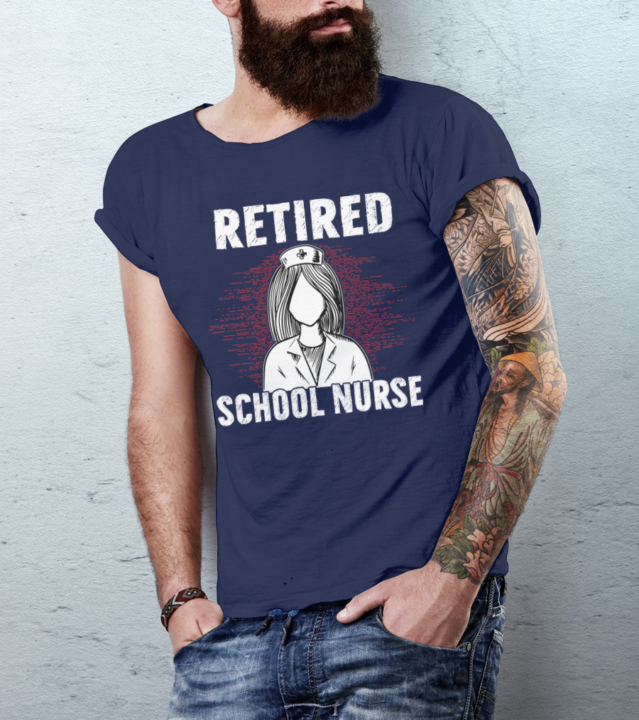 Retired School Nurse Vintage Nurse Figure With Hat T-Shirt