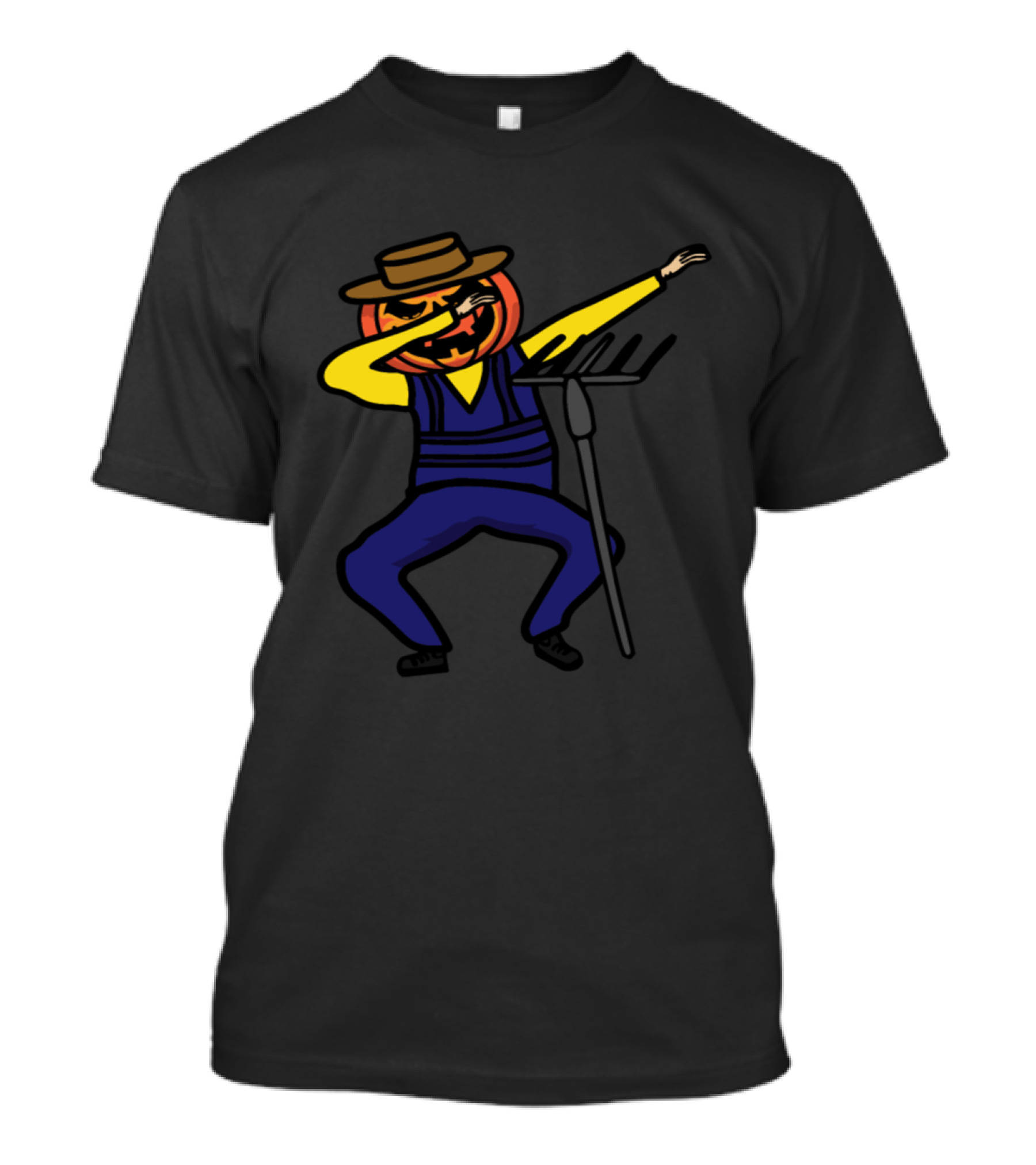 Pumpkin Dab Farmer Halloween Dance Pose With Pitchfork T-Shirt