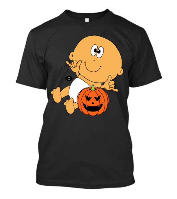 Baby Halloween Pumpkin And Spider T-Shirt