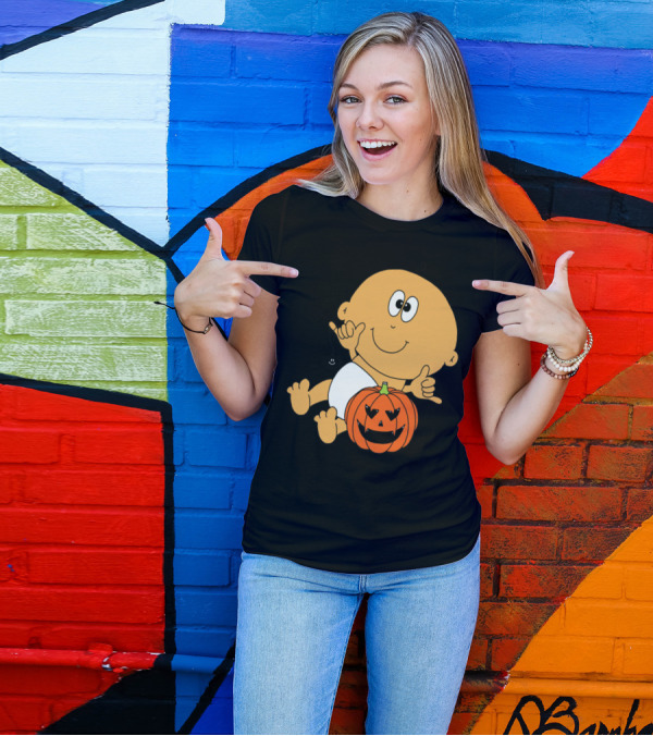 Baby Halloween Pumpkin And Spider T-Shirt