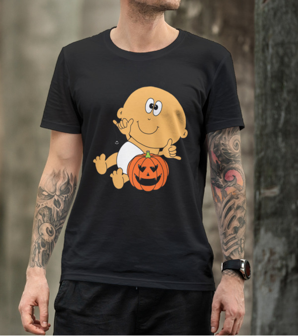 Baby Halloween Pumpkin And Spider T-Shirt