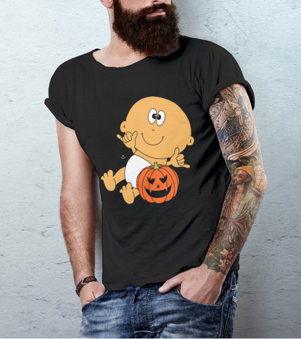 Baby Halloween Pumpkin And Spider T-Shirt
