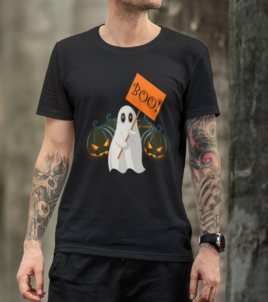 Boo Ghost With Scary Halloween Pumpkins T-Shirt