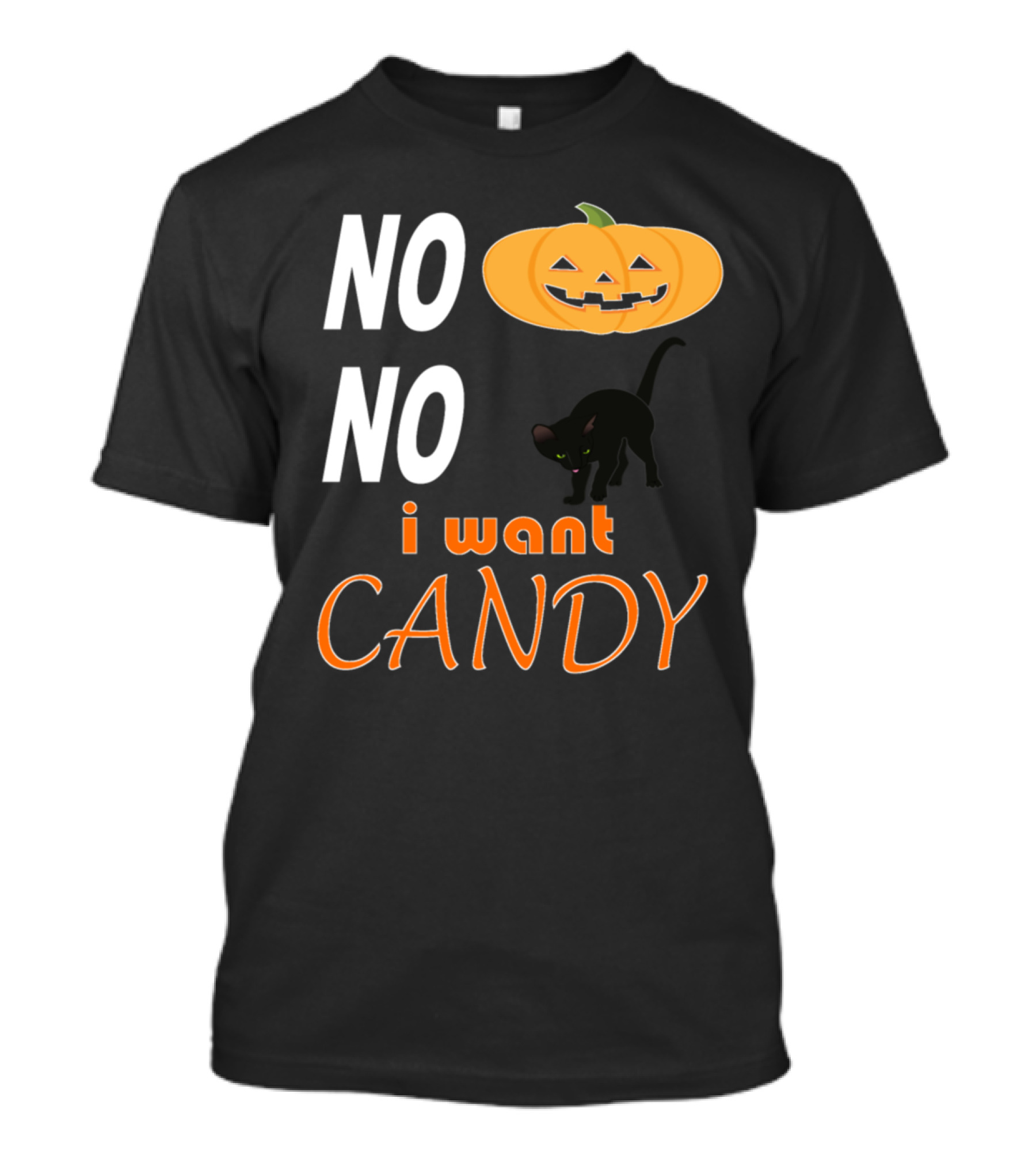 No No I Want Candy Pumpkin Cat T-Shirt