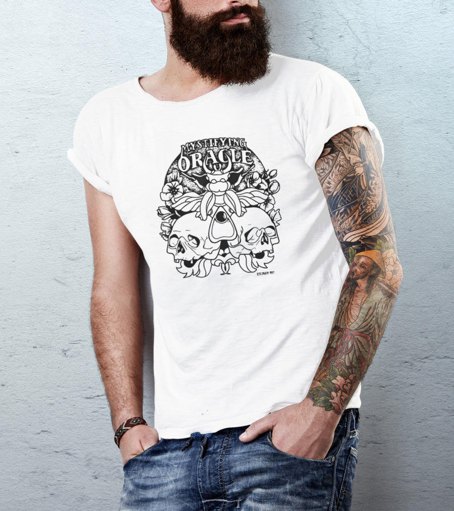 Mystifying Oracle Skull And Moth Colunga T-Shirt