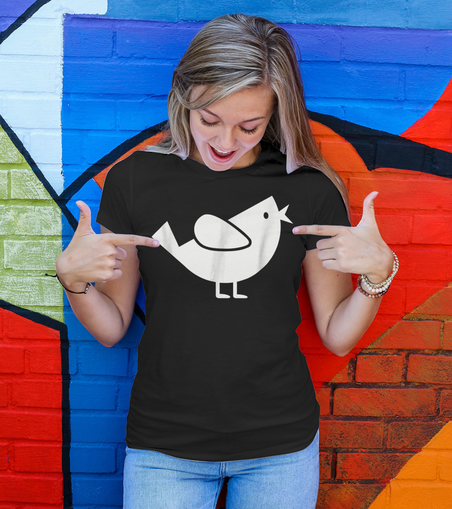 Comic Bird Black And White Minimalist T-Shirt