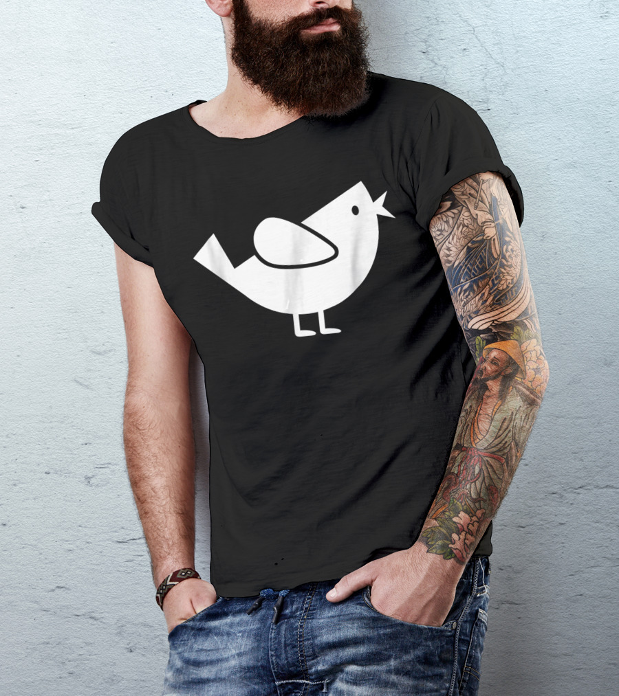 Comic Bird Black And White Minimalist T-Shirt