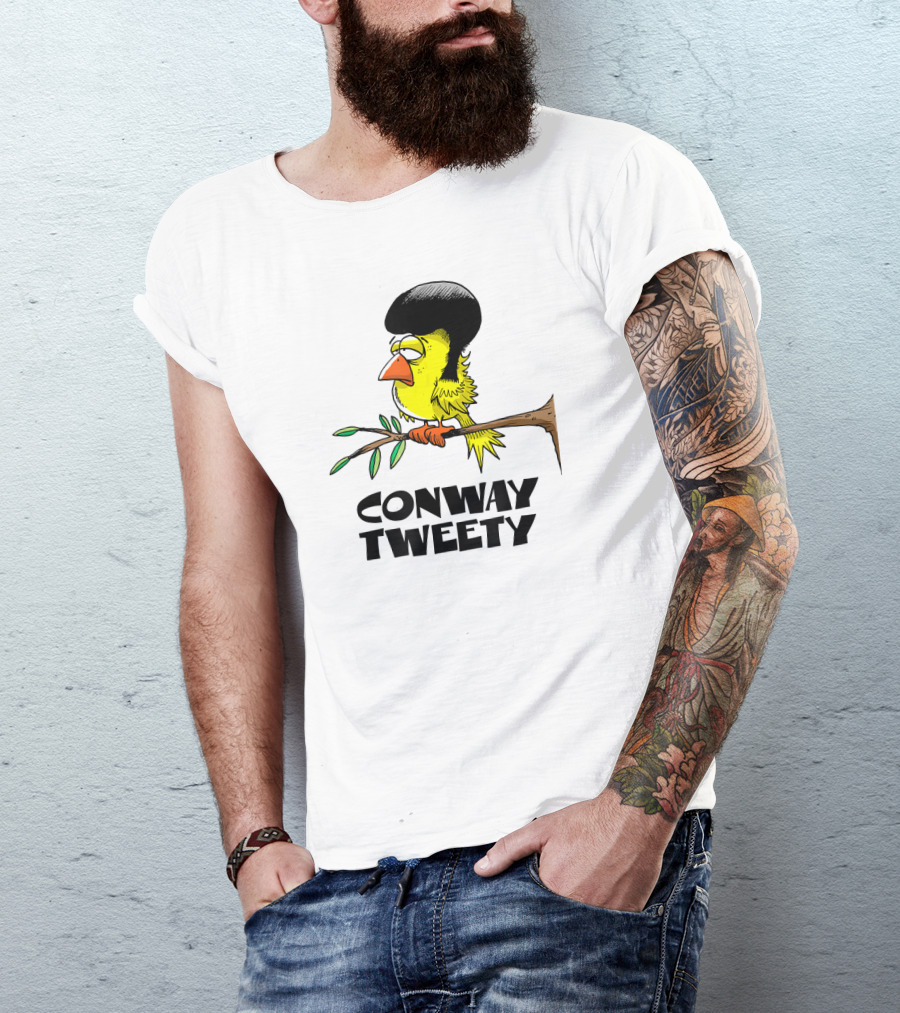 Conway Tweety Funny Cartoon Bird With Hair On Branch T-Shirt