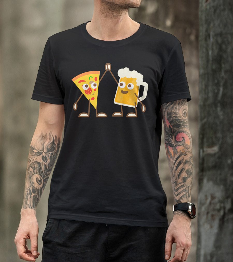 Pizza And Beer Slice High Five Fun T-Shirt